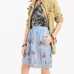 J.Crew Sz 12 Linen Palm Tree Skirt EUC